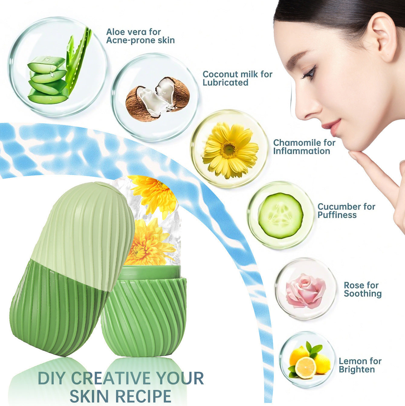 Portable Silicone Ice Facial Mold – Pore Minimizing Skin Care Tool